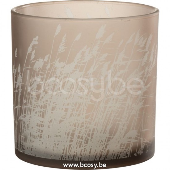J Line Jline Windlicht Gras Glas Beige Large