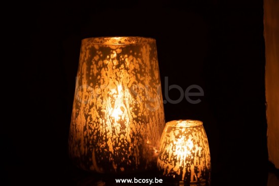 J Line Jline Teelichthalter Milky Glas Grau Large lanternen