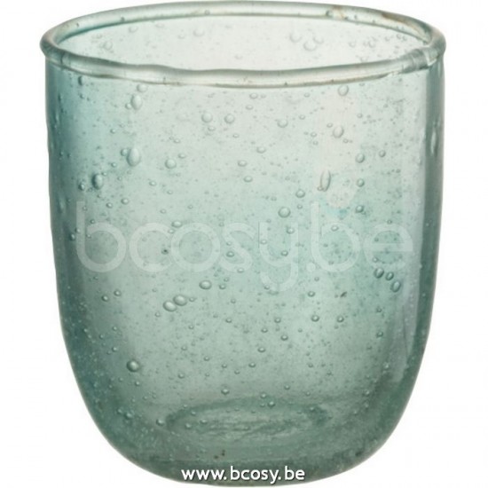 J Line Jline Theelichthouder Bubbels Glas Aqua Small