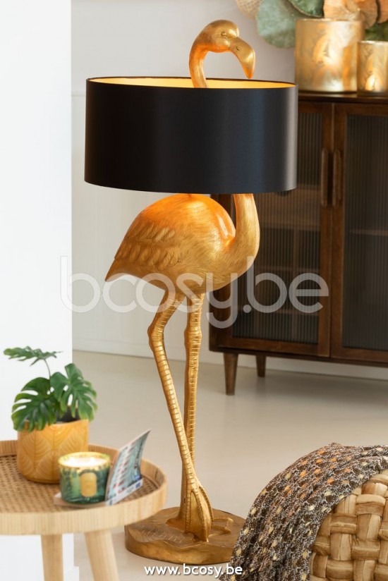 Jline Lampara Flamenco Resina Oro Negro