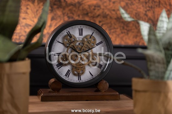 Jline Reloj De Pie Interior Mdf Antiguo Oro Negro
