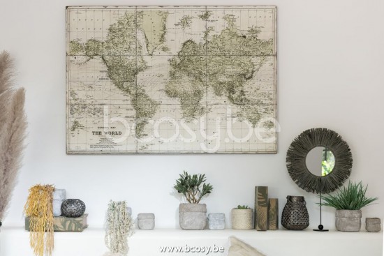 Jline Mapa Del Mundo Metal Blanco Caqui