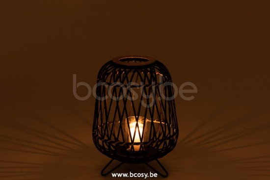 lanternes photophores Jolipa J Line Jline Lanterne Sur Pied Bambou Noir Naturel Small