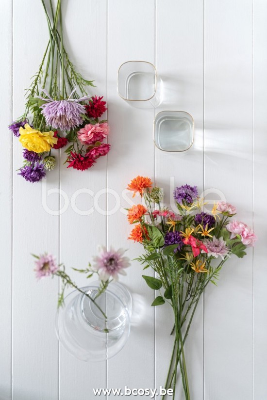 J Line Jline Chrysant Plastic White Light Purple flowers