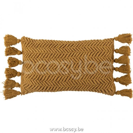 coussins Jolipa J Line Jline Coussin Floches Coton Rectangulaire Ocre