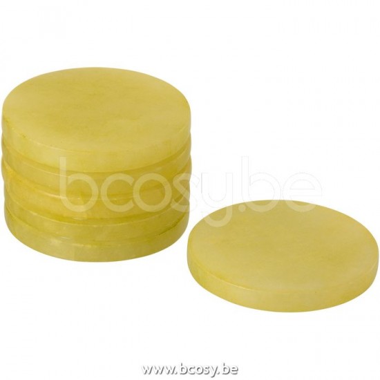 J Line Jline Onderzetter 6Delig Alabaster Hout Geel