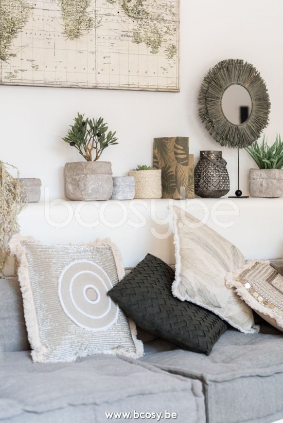 J Line Jline Cuscino Intrecciato Poliestere Verde Almohadon Tejido Poliester Verde