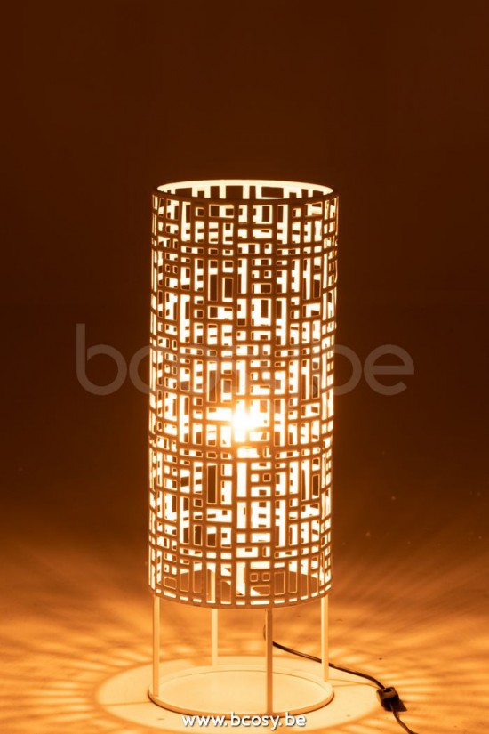 Lampadaires Lampes Raides Debouts Sur Pied De Sol Jolipa J Line Jline Lampe Ronde Metal Blanc Small