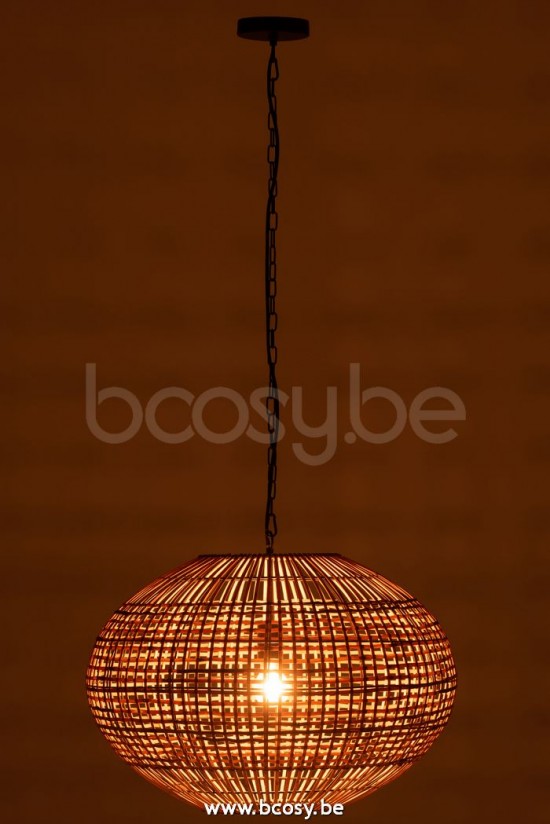 lampes suspendues suspensions pendantes Jolipa J Line Jline Lampe Suspendue Rotin Metal Marron Noir