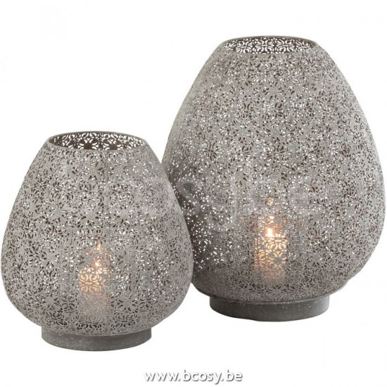 J Line Jline Tealight Holder Oriental Egg Shape Metal Grey Large tea lights holders