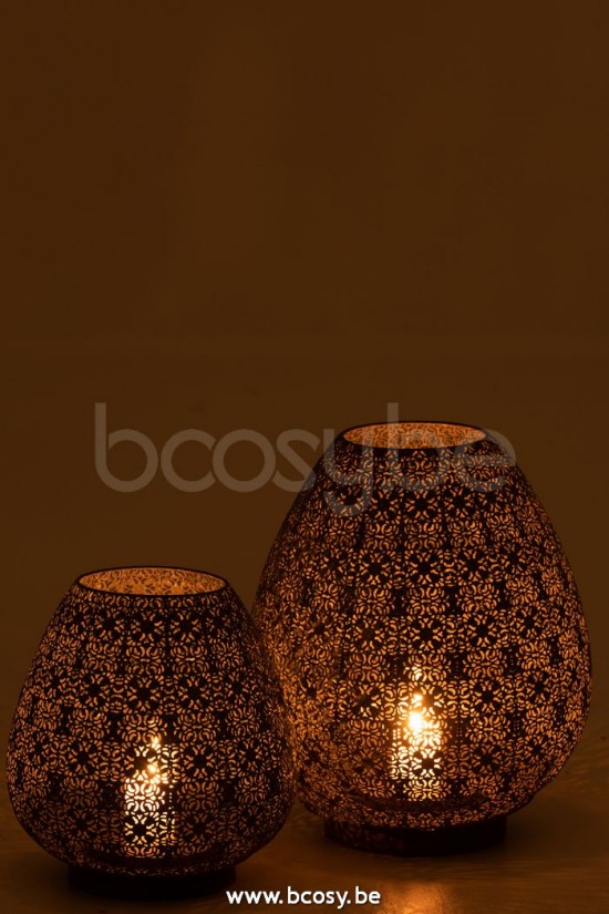 J Line Jline Teelichthalter Oriental Eiförmig Metall Grau Large t lichthalter teelichtleuchter teelichte