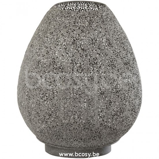 J Line 13559 Theelichthouder Oosters Eivorm Metaal Grijs Large L37xB37xH44 T theelichten theelichthouders