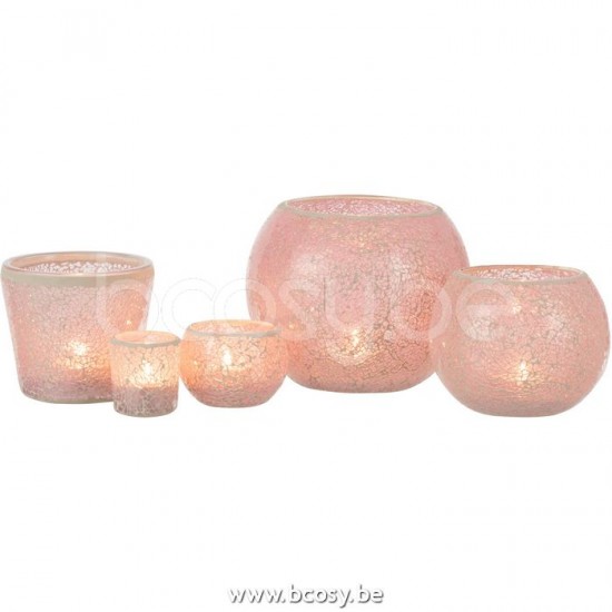 J Line Jline Tealight Holder Mosaic Conic Glass Pink tea lights holders