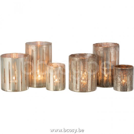 J Line Jline Tealight Holder Streep Glass Blue Large Assortment Of 2 tea lights holders