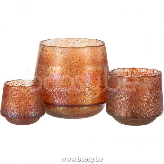 J Line Jline Theelichthouder Stippen Glas Oranje Large