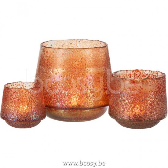 J Line Jline Tealight Holder Dots Glass Orange Large tea lights holders