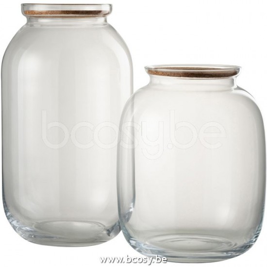 pots a de provision Jolipa J Line Jline Pot Roxy Decoratif Verre Liege Transparent Large