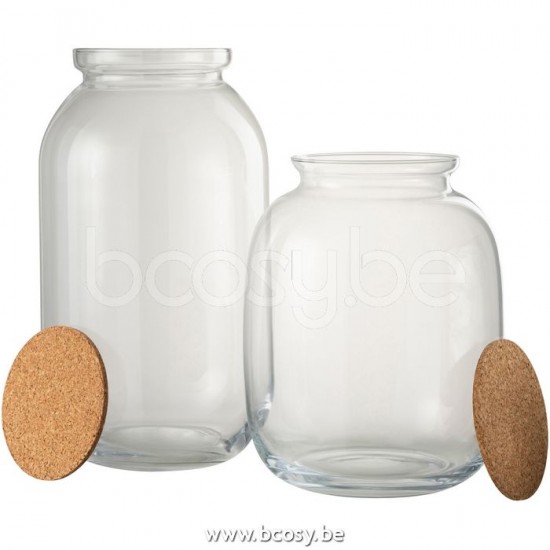 J Line Jline Pot Roxy Decoratief Glas Kurk Transparant Large