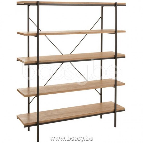 Jline Estanteria 5 Tablas Madera Metal Natural
