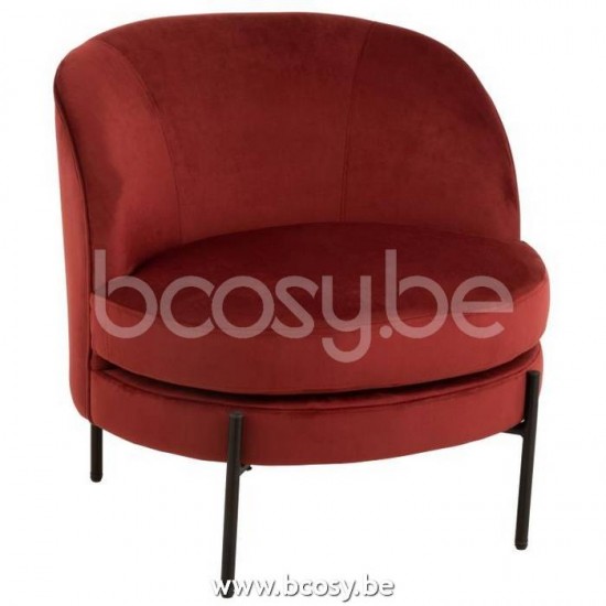 J Line Jline Sedia Lounge Rotonda Tessuto Metallo Rosso Silla Lounge Redonda Textil Metal Steen Rood