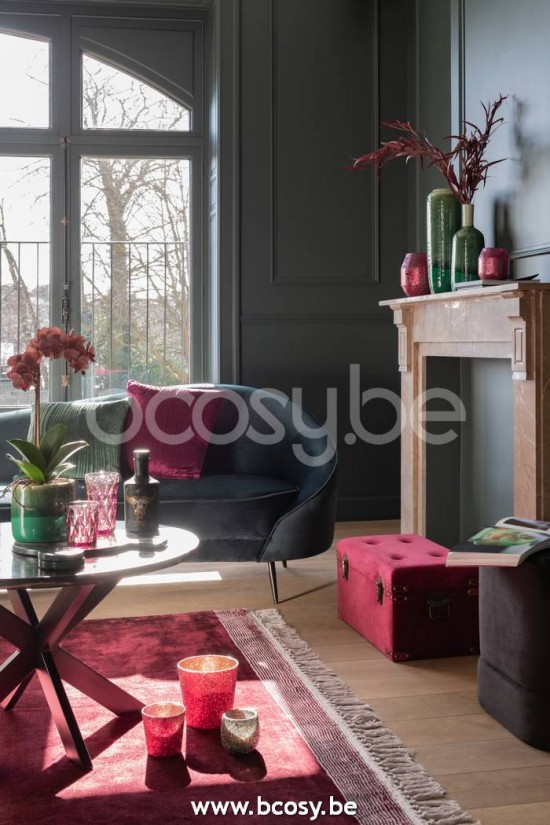 JLine J Line 15454 Sofa Elisabeth Textiel Metaal Groen L182xB86xH76 cm zitbanken divans