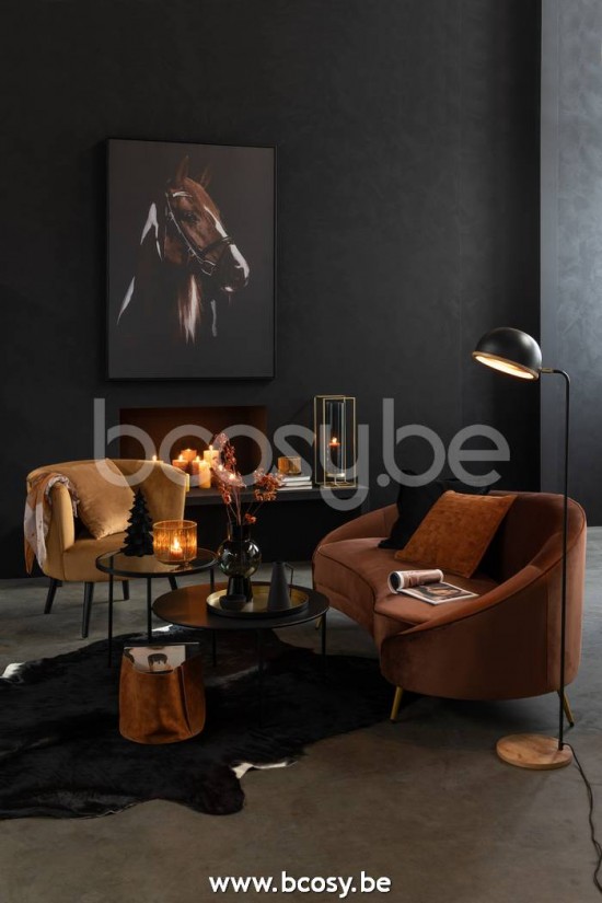 J Line Sofa Elisabeth Textiel Metaal Bruin