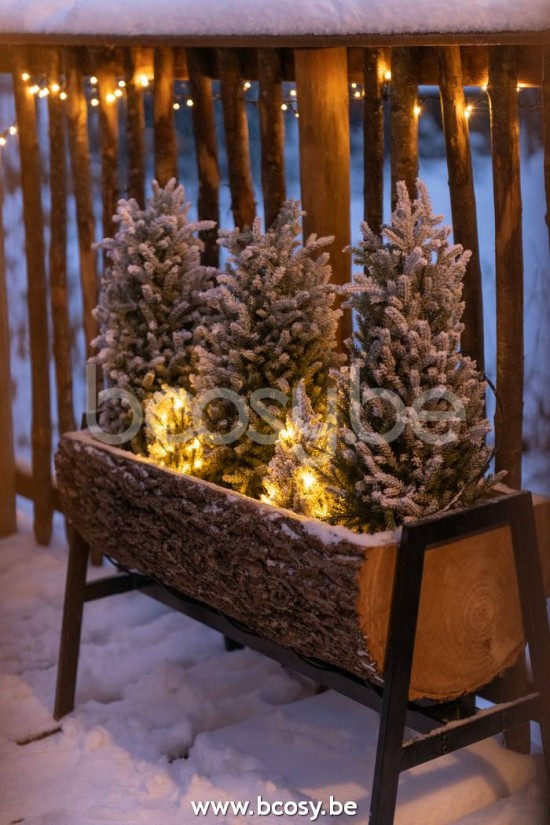 Jline Maceta En Pie Medio Tronco Madera Paulownia Hierro Natural Negro Large