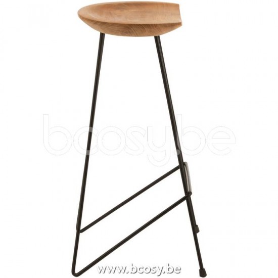 chaises tabourets de bar Jolipa J Line Jline Chaise De Bar Teck Bois Metal Naturel