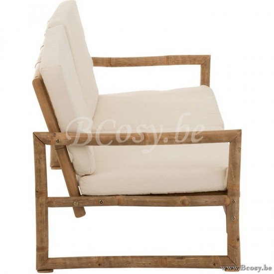 canapés fauteuils 2 deux personnes Jolipa Jline Fauteuil 2 Personnes Bambou Textile Naturel Blanc