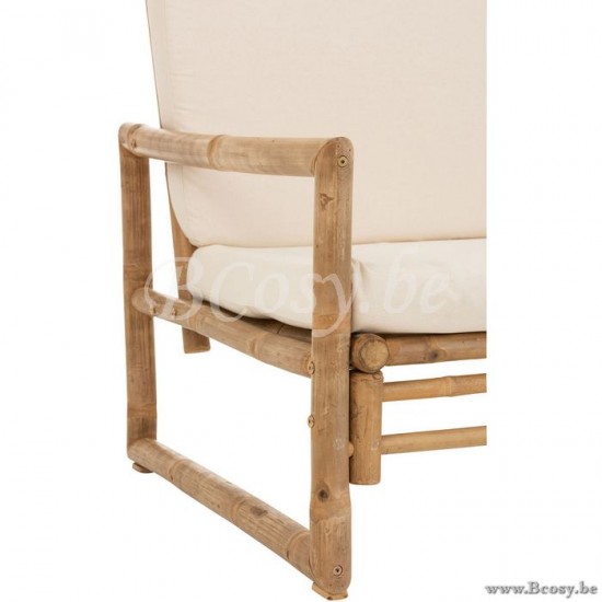 J Line Jline Sofa 2 Personen Bambus Textil Naturell Weiß sessel 2 zwei personen