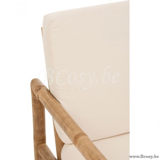 J Line Jline Poltrona 2 Persone Bambu Tessuto Naturale Bianco Sillon 2 Personas Bambu Textil Natural Blanco