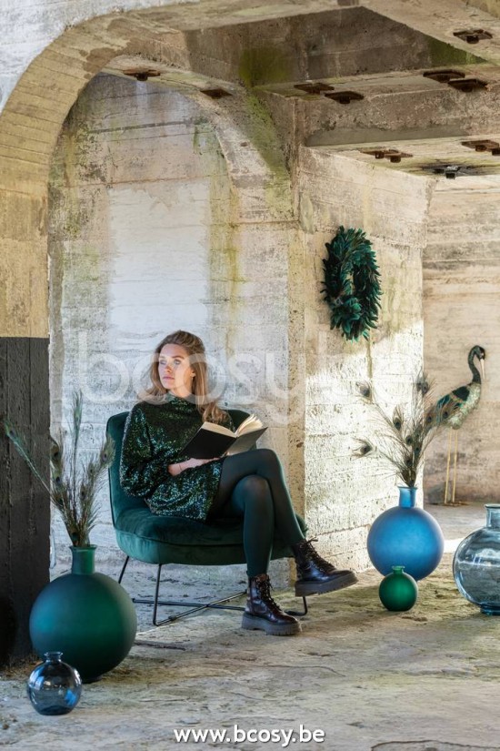 J Line Jline Vaso Palla Vetro Opaco Verde Small Jarron Bola Cristal Mate Verde Small