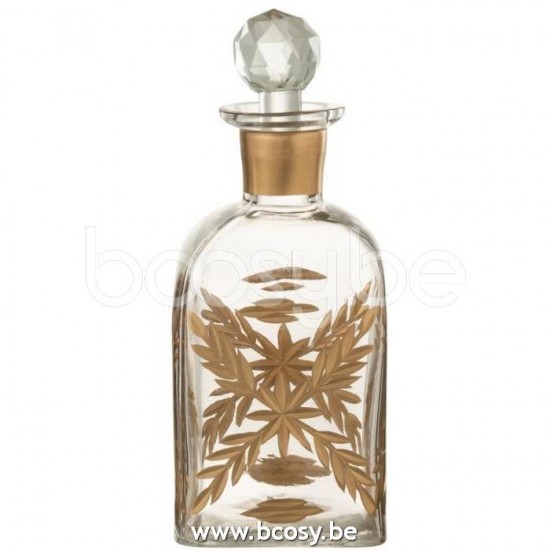 J Line Jline Jolipa 16887 Karaf Chloe Vierkant Glas Transparant Goud
