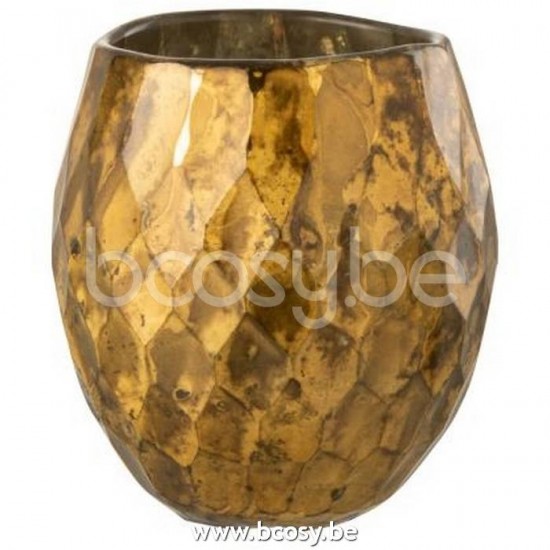 J Line Jline Jolipa 16916 Theelichthouder Ruit Glas Goud