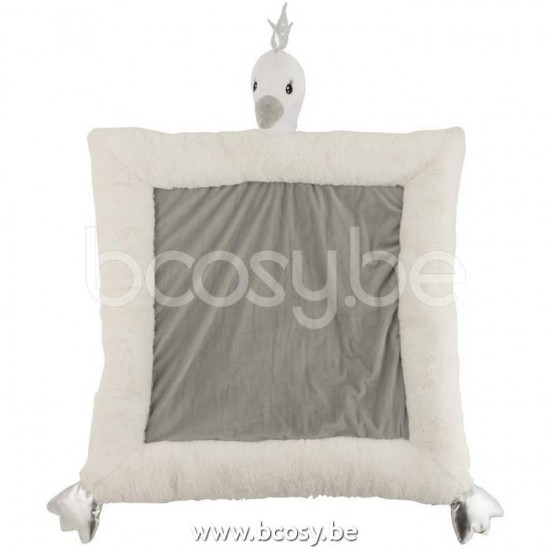 tapis moquettes Jolipa J Line Jline Tapis De Jeux Cygne Peluche Blanc Gris Argent