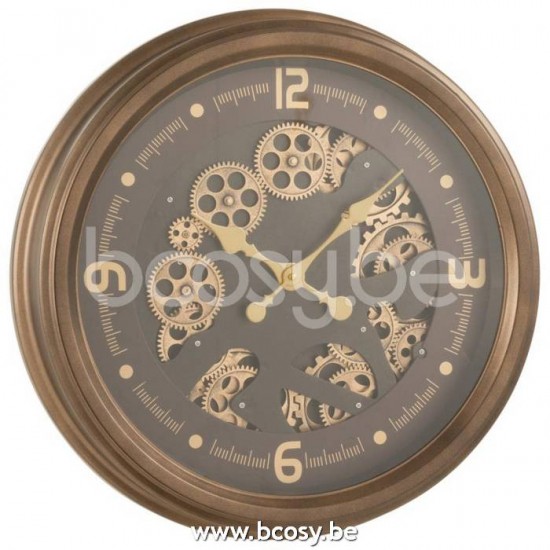 J Line Jline Jolipa 17189 Klok Arabische Cijfers Radars Binnenwerk Metaal Glas Antiek Goud