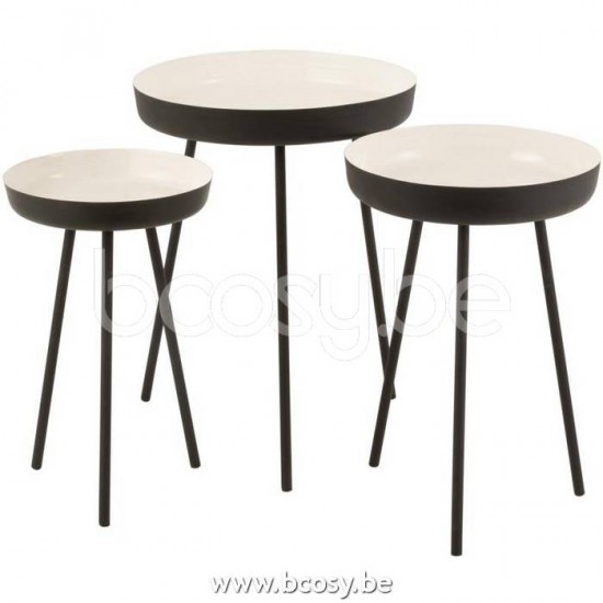 J Line Jline Set Von 3 Beistelltischen Metall Weiß Schwarz beistelltische