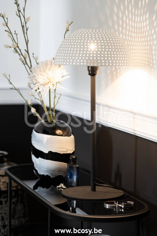 Jline Lampara De Mesa Hongo Bolas Hierro Brillante Blanco Negro Large