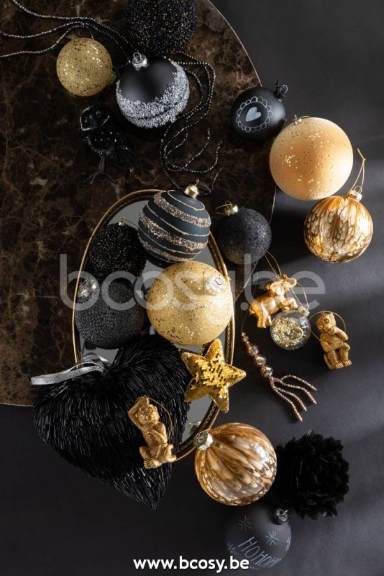 Jline Bola Navidad Puntos Plastico Terciopelo Ocre Oro Large