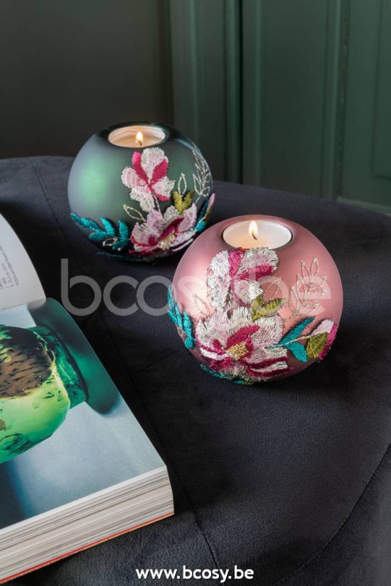 Jline Caja De 4 Fotosforos Flor Bordado Cristal Burgundy Mix