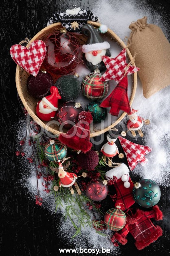 Jline Caja De 6 Bolas De Navidad Patrón Terciopelo Cristal Burgundy Small