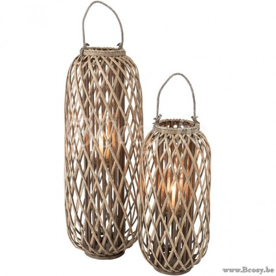 J Line Jline Lantern Willow Wood Grey Large lanterns