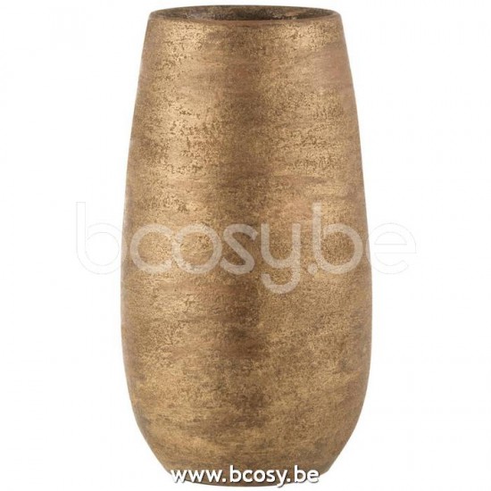 Jline Vaas Oneffen Ruw Keramiek Goud Large.