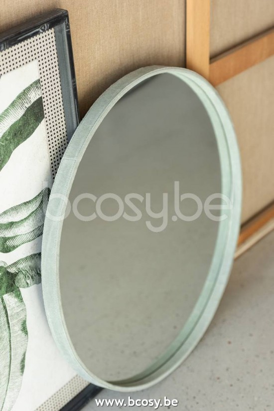 Jline Espejo Redondo Cuero Verde Small