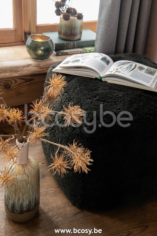 Jline Puf Cuadrado Piel Oveja Verde