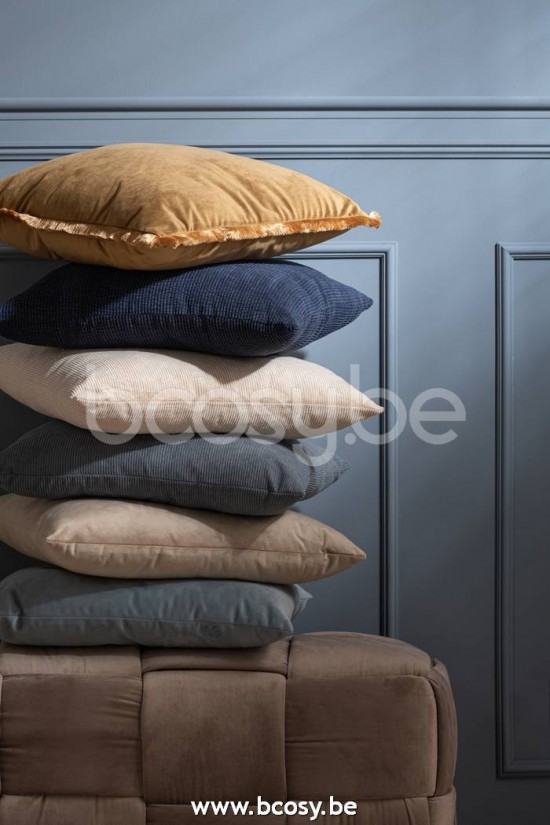 Jline Cojin Pana Cuadrado Terciopelo Azul Gris