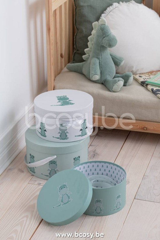 J Line Jline Set 3 Scatole Drago Carta Bianco Menta Set De 3 Cajas Dragon Papel Blanco Menta