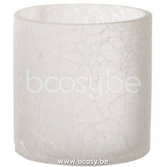 J Line Jline Jolipa 18559 Windlicht Cilinder Craquele Glas Frosted Wit Medium