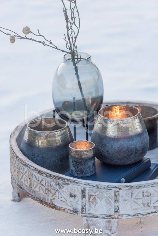 Jline Jarron En Pie Borde Iregular Gris Azul Negro Small