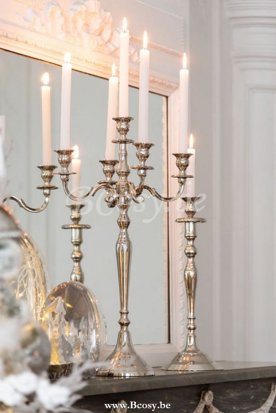 J Line Jline Candleholder 5 Arms Classic Aluminium Silver Large Candleholder 5 Arms Classic Aluminium Silver Large